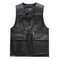 Genuine Leather Motorcycle Vest Mens Real Leather Waistcoat Bikers Vest sleeveless jacket clothing