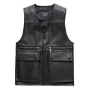 Genuine Leather Motorcycle Vest Mens Real Leather Waistcoat Bikers Vest sleeveless jacket clothing