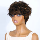 Black Pearl Human Hair Short Fluffy Brown Blonde Human Hair Wig for Women