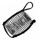 Black woven pouch with a handle on a white background, Obroi