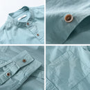 Spring Men Casual Loose Shirts Stand Collar Solid Simple Basic Comfortable Blouses