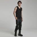 Men Punk Handsome Elastic Knitted Hooded Vest Men Black Tank Spring Summer