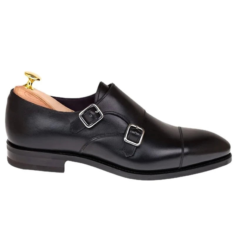 Double Monk Strap Luxury Men Shoes Genuine Leather Handmade Designer Business Dress Shoes for Men Original