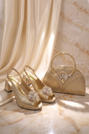 Shoes and Bag Set Sparkly Crystal Rhinestone Platform Slingback Heels Elegant Ladies Matching Set