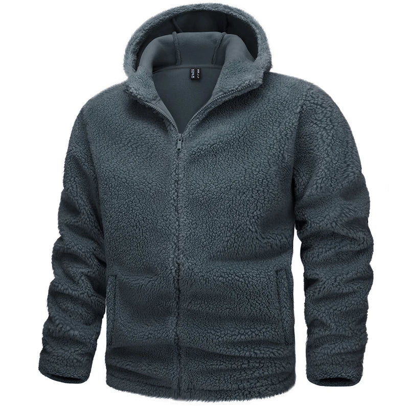 Men's Jackets Thermal Fleece Coats Casual Winter Jacket with Hood