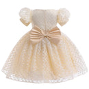 Kids Princess Dress For Girls Bow Birthday Party Dresses Short Sleeve Children Costume Flower Girl Wedding Bridesmaid