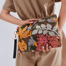 Embroidered Sequins Clutch Bag for Women Flower Straw Shoulder Crossbody Bags Summer Bag Vacation Big Purses