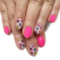 Short Round Head Nails Press on With Colorful Leaf Design Full Cover False Nails Tips Detachable