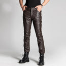 Men's Autumn Genuine Leather Pants Tide Pencil Pants Male Business Casual Motorcycle Slim Trousers