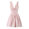 Summer Women Satin Princess Tank Dress Lady Sleeveless Low Waist A-line Mini Dresses