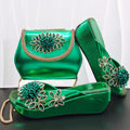 Women's Wedge heel Matching Shoe and Bag Set High Heel for Weddings and Parties