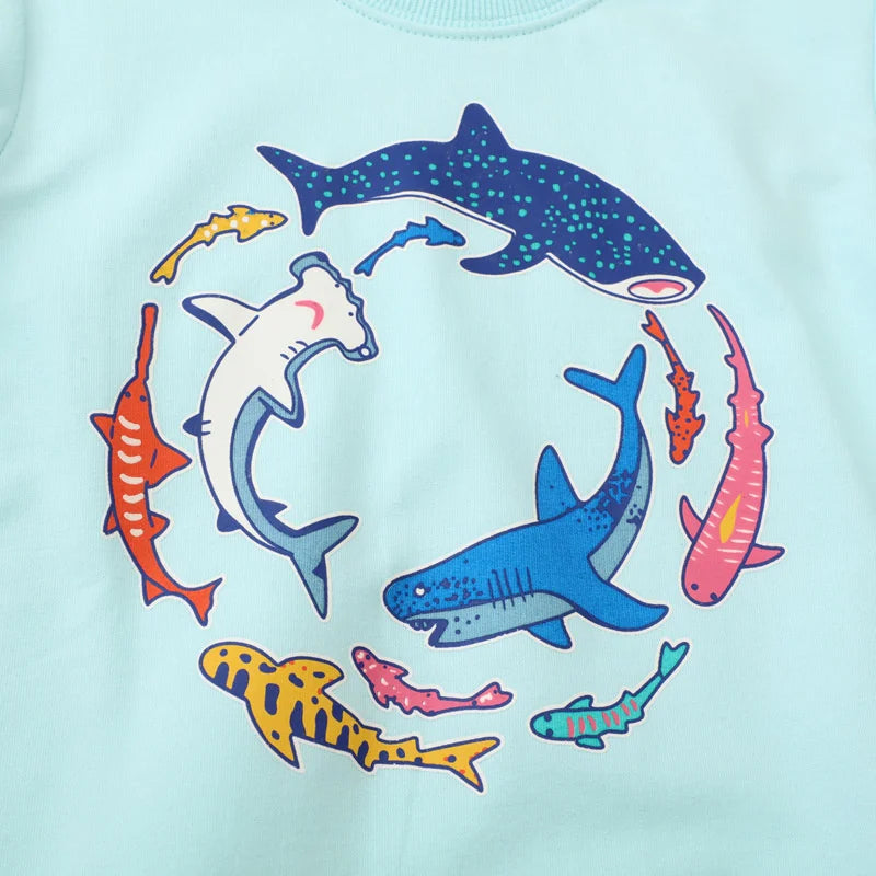 Boys Girls Sweatshirts Animals Hooded Shirts Kids Clothes Long Sleeve Autumn Tops