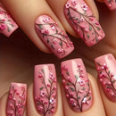 24 pieces of nail art wearing armor designed with press on nail pieces colorful flowers