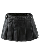 Women Autumn Sweet Pleated Mini Skirts Sexy Slim Low Waist Super Short Skirt