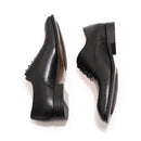 Men Leather Buckle Strap Brogue Oxfords - Black Lace-Up Formal Shoes