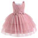 Bow Bridesmaid Girls Christmas Dress Tulle Birthday Party Wedding Kids Dress for Girls Princess