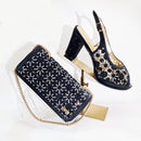 Olive Rhinestone Decoration Design Peep Toe Party Wedding Women High Heels and Bag Set