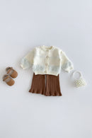 Autumn Toddler Girls Knit Clothing Set Solid Tassel Knitted Sweater Cardigan Ruffle Hem Trouser 2PC Baby Suit