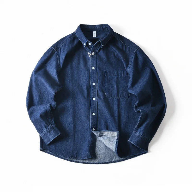 Casual Long Sleeve Denim Shirt for Men Workwear Shirt Jacket for Spring and Autumn