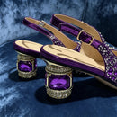 Women's Rhinestone High Heels and Matching Handbag Set, Elegant Party Shoes and Purse