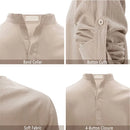 Spring Summer Men Linen Shirts Casual Lightweight Henley Neck Hawaiian Beach Shirts