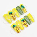Fruit Press on Nails with Pineapple Design Green Press on Nails