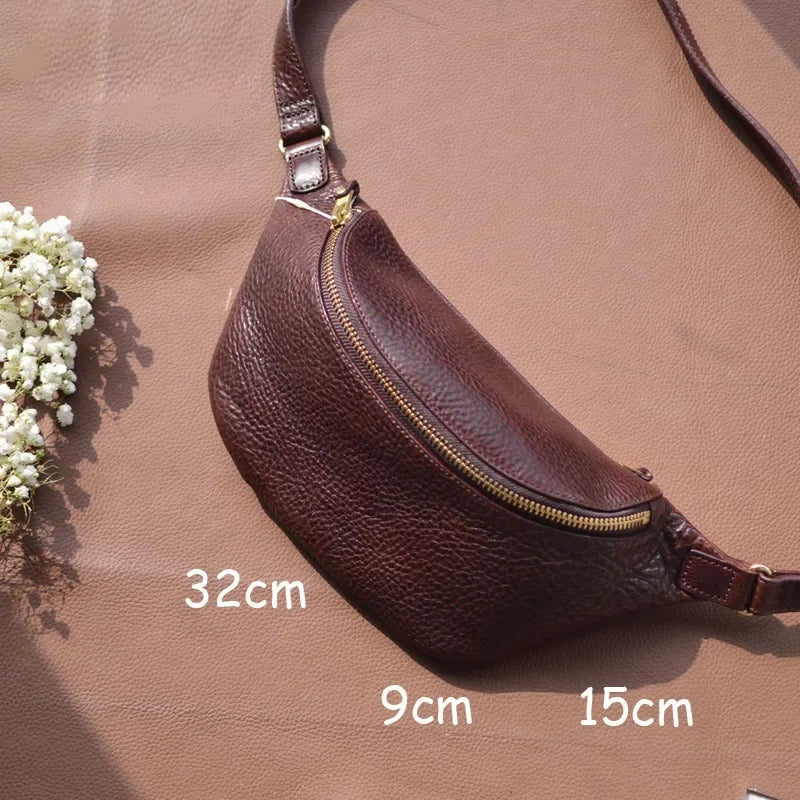 Retro trend chest bag men shoulder bag leather crossbody backpack casual