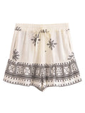 White shorts with black embroidery on a white background, Obroi