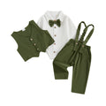 0-18M Newborn Baby Boy Dress Romper Shirt Bowtie Waistcoat Suspender Pants Set Suit Fall Outfits