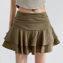 Women Tiered Ruffle Skirt - High-Low Hem Flowy Layered Mini Skirt Spring Summer