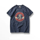 Summer American Retro Short-sleeved O-neck Rabbit T-shirt Men's Simple Washed Casual Sport Tops