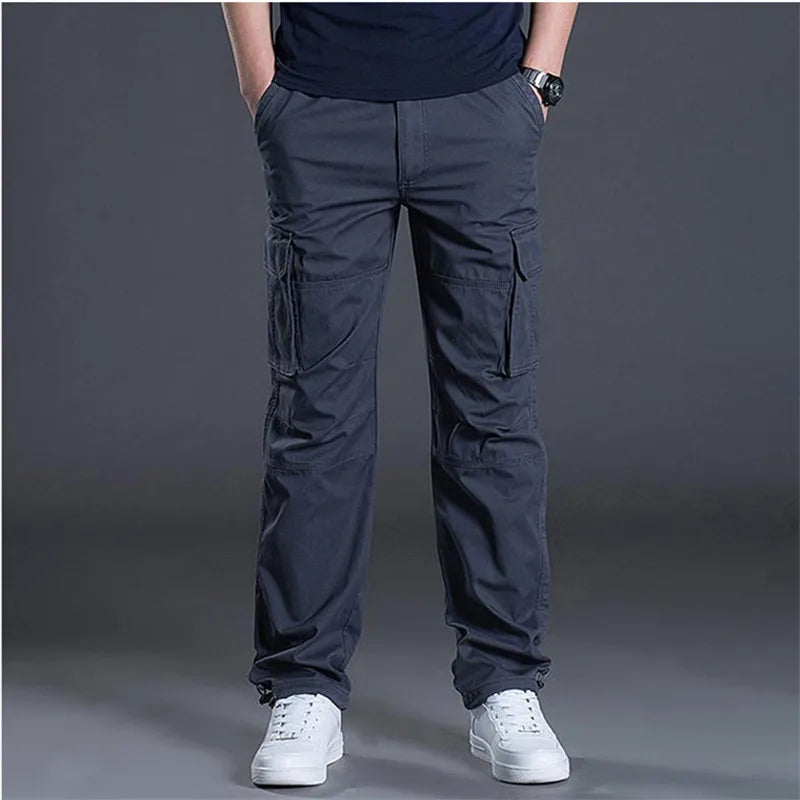 Spring Autumn Men's Cargo Pants Cotton Casual Pants Men Straight Solid Trousers Man Streetwear