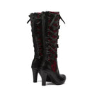 Women Platform Boots Heel Mid Calf Boots  Knot Goth Gothic Shoes Botas