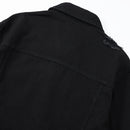 Men's Ripped Black Denim Jacket Distressed Jean Coat Casual Streetwear Lapel Long Sleeve Outerwear