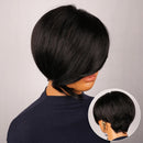 Pixie Cut Wigs Short Human Hair Wigs with Bangs Short Layered Natural Black Color for Women