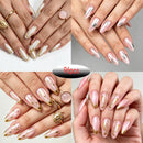 96pcs Almond Press On Nails Pink Fake Nails Gold Line Star Butterfly Design Nail Files