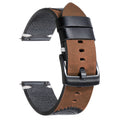 Black and brown leather watch strap on a white background, Obroi