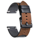 Black and brown leather watch strap on a white background, Obroi