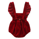 Christmas Velvet Baby Girls Romper Fall Winter Ruffles Jumpsuit for Toddler Xmas Infant Clothing 0-24M