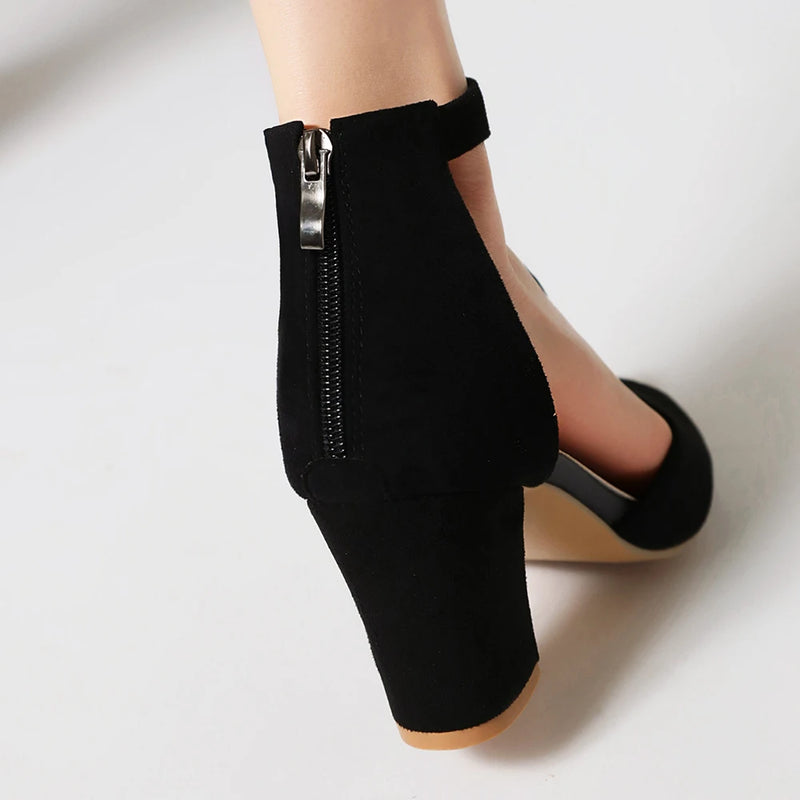 Women T-strap Sandals Summer High Heels Open Toe Gladiator Chunky Heel Shoes Woman Party Pumps