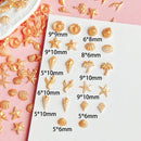 30Pcs 3D Ocean Nail Charms Resin Gold Series Starfish Art Decorations Mini Beach Summer Nail Accessories