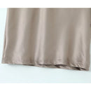 Women Chic Hollow Out Low Waist Apricot Sexy Skirt Summer Ladies Satin Midi Pencil Skirts