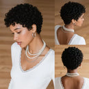 Curly Short Layered Pixie Cut Wig For Women Human Hair Natural Realistic Tangle-Free Easy To Maintain