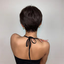 Short Brown Dark Wigs Black Natural Fluffy Pixie Cut Wig for Black Women Wig Heat Resistant Wigs