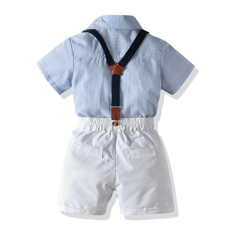 Boys Suits Outfit Sets Summer Striped Short Sleeve Dress Shirt Kids Formal Designer Clothes