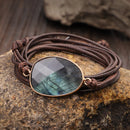 Boho Labradorite Stone Rope  Wrap Bracelets for Men Women Handmade Natural Stone Bracelets Jewelry