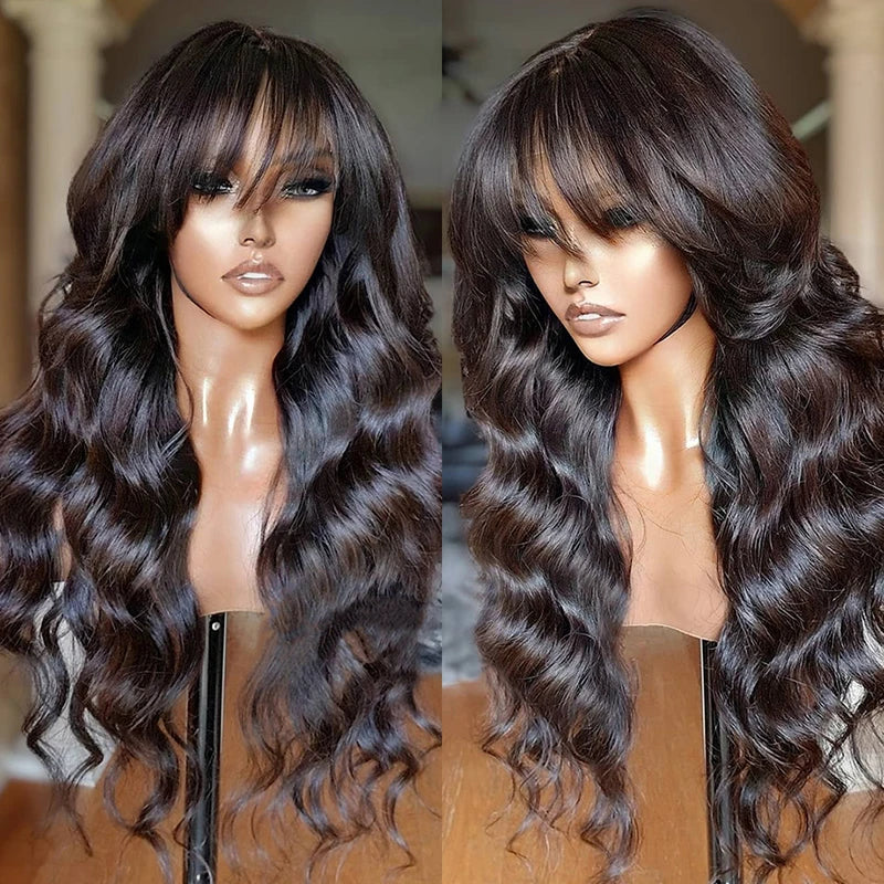 Wave Hair Wigs With Bangs Wet and Wavy Wig Natural Wigs Human Hair Wigs