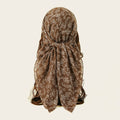 Brown floral headscarf on a plain background, Obroi