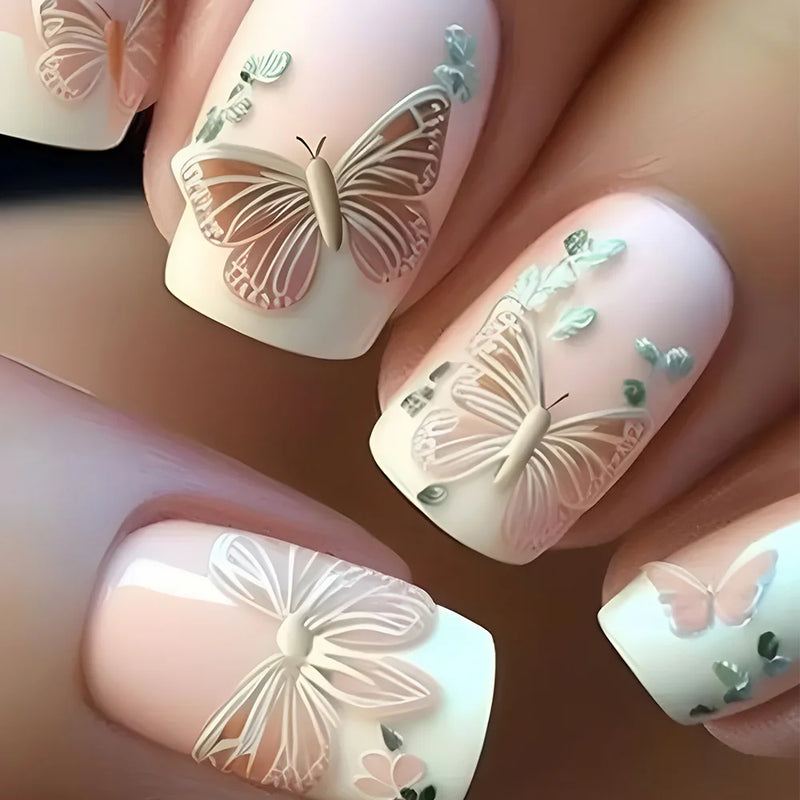 Nail Short Square Head False Nails Press on Nails Art Full Cover Manicure Tips
