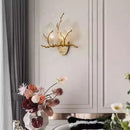 Light Luxury Wall Lamp for Rural Living Room Retro Bedroom Bedside High-end Two Leaf Wall Lamp